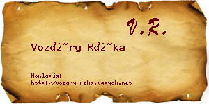 Vozáry Réka névjegykártya